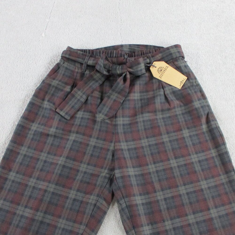 Disturbia Kalma Check Tie Belt Tapered Trouser Womens US 8 Red Multi Goth Dark - Picture 3 of 14